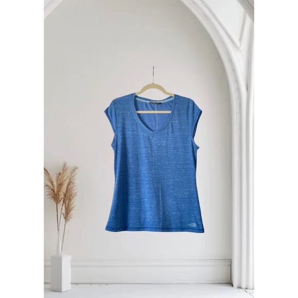 North Face Top Short Sleeve Blue V Neck Lightweight Casual Large - Picture 1 of 5